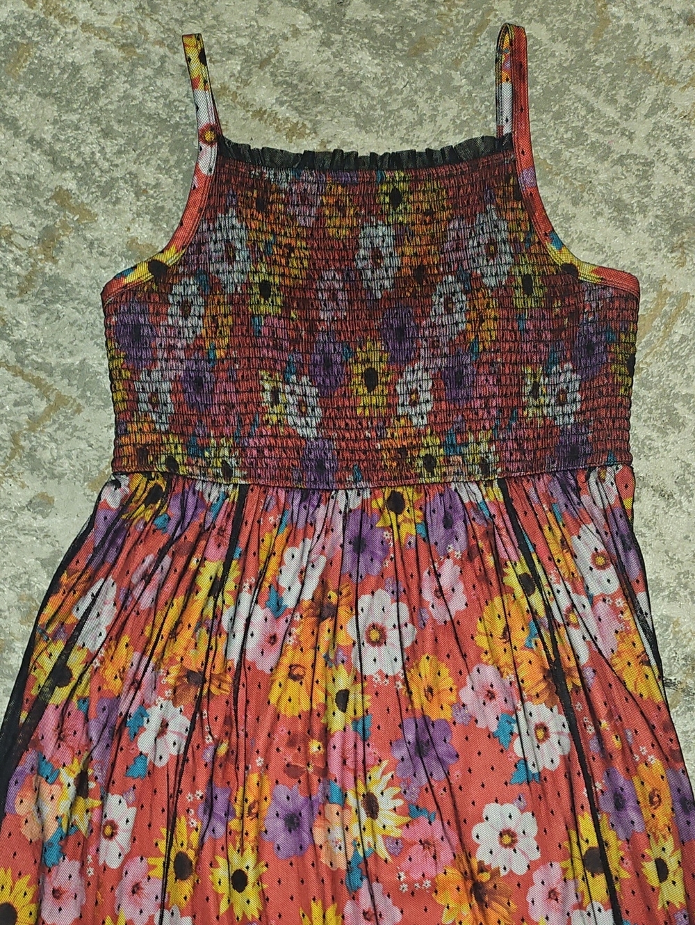 Torrid Smocked Tiered Midi Dress - Swiss Dot Mesh Floral Red 1X - Picture 7 of 11